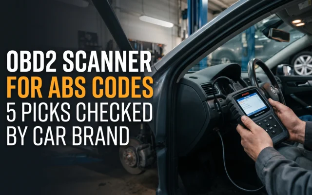 Five OBD2 scanners for reading ABS trouble codes, compared by vehicle brand compatibility