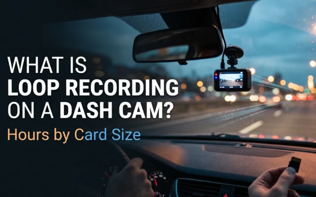 Dash cam loop recording explained with estimated recording hours for different memory card sizes