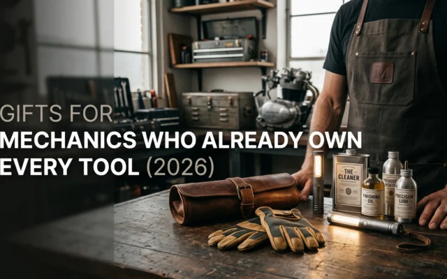 Practical gifts for mechanics including workshop lighting, parts organizers, and garage accessories