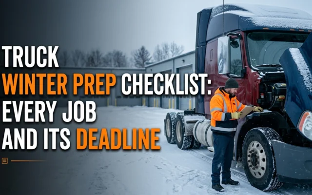 Truck winter prep checklist outlining essential maintenance tasks and deadlines for cold-weather readiness